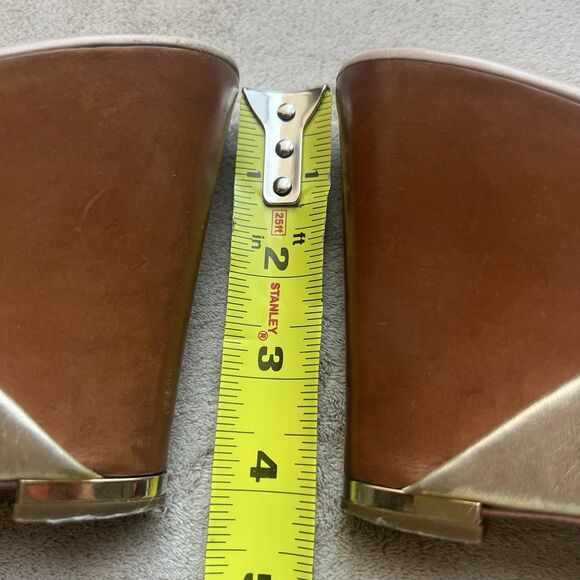 Sergio Rossi Metallic Gold Wood Wedge Heeled Sandal Women EU 37.5 US 7.5 Knotted - Picture 13 of 16